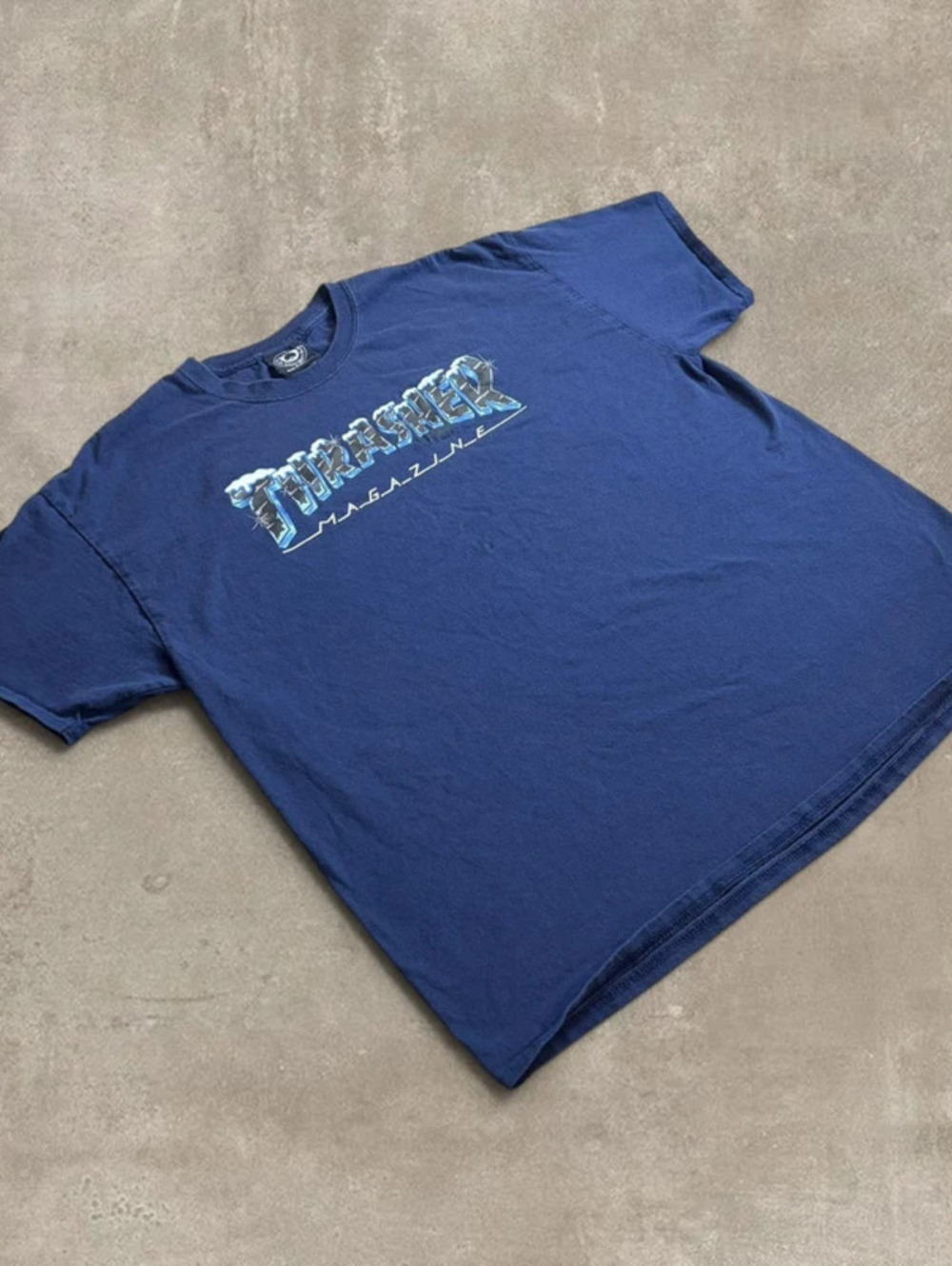 Vintage Thrasher Magazine Shirt Mens XL Blue Ice Metallic Graphic Skate Tee